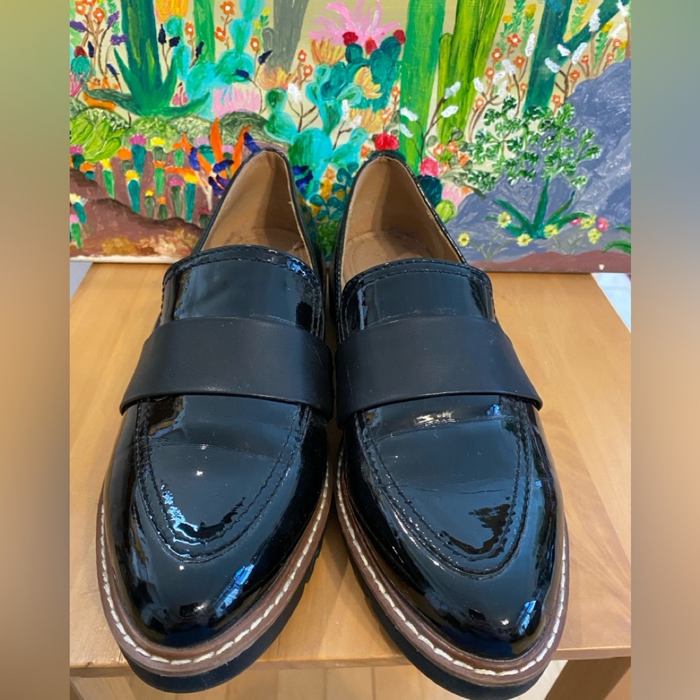 Adrienne Vittadini Proxy Loafer Patent Pleather, Flats, Pointed Toe, Black, 8M - Picture 2 of 10